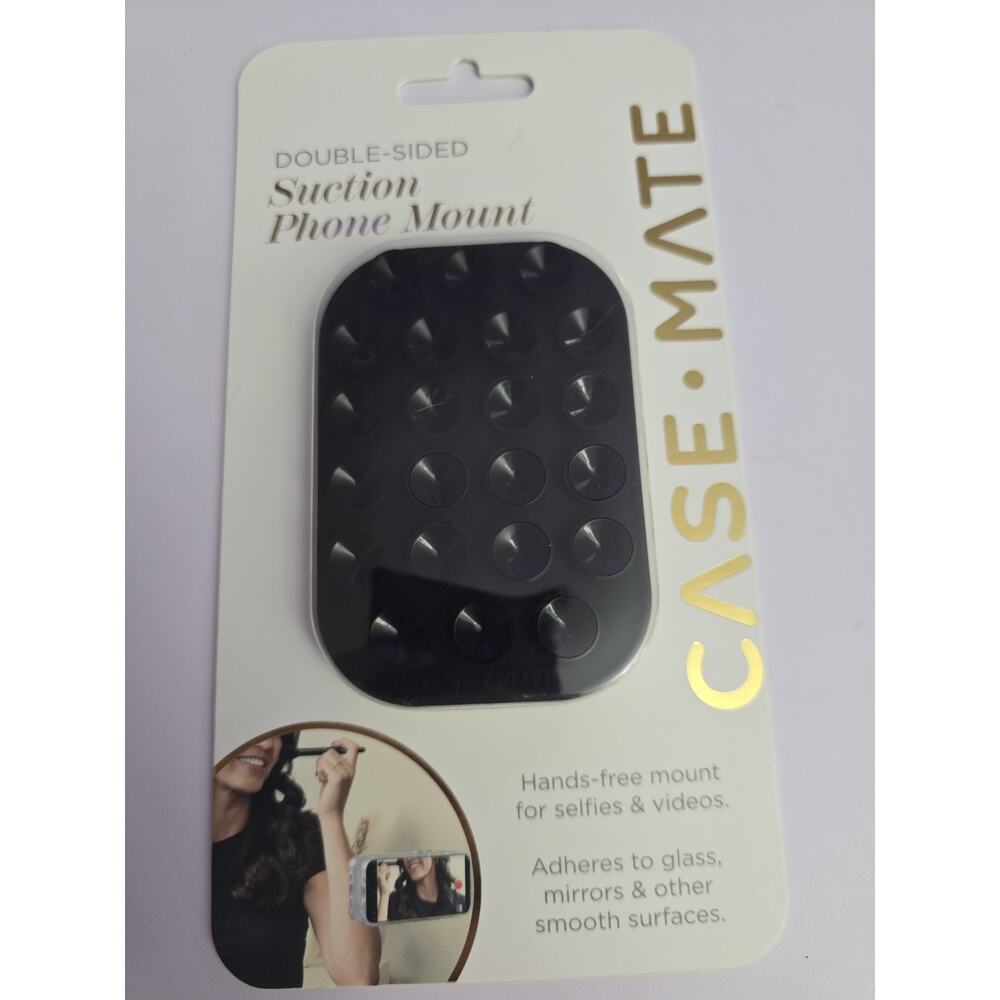 Case-Mate Suction Phone Mount Adhesive Mirror Selfie Holder Black Universal New